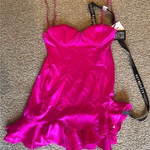 Retrofete Fuchsia Satin Chemise